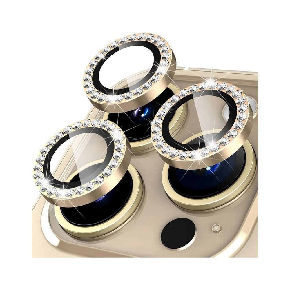 Προστατευτικό Κάμερας Strass Frame Full Cover για iPhone 13 Pro / 13 Pro Max –Χρυσό Προστασία οθόνης