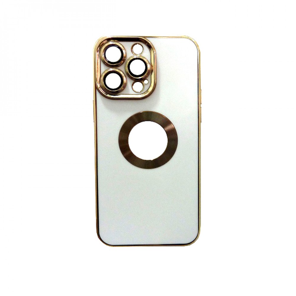 Θήκη iPhone 14 Back Cover Golden Luxury Magsafe 3,5 mm Box- Λευκή Θήκες iPhone 14