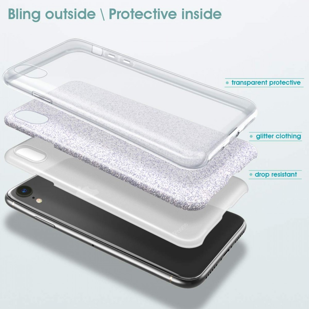 Θήκη iPhone XR Forcell Glitter Shine Cover Hard Case -Ασημί Θήκες iPhone