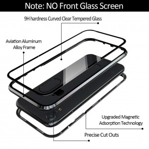 iPhone XR Μαγνητική Μεταλλική Θήκη Detachable Metal Frame με Πίσω Όψη από Tempered Glass Μαύρη Διάφανη Θήκες iPhone