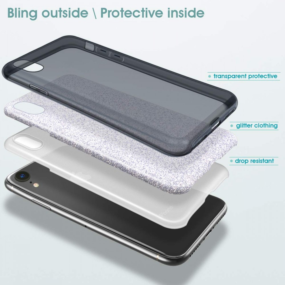 Θήκη iPhone XR Forcell Glitter Shine Cover Hard Case -Μαύρο  Θήκες iPhone