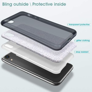 Θήκη iPhone XR Forcell Glitter Shine Cover Hard Case -Μαύρο  Θήκες iPhone