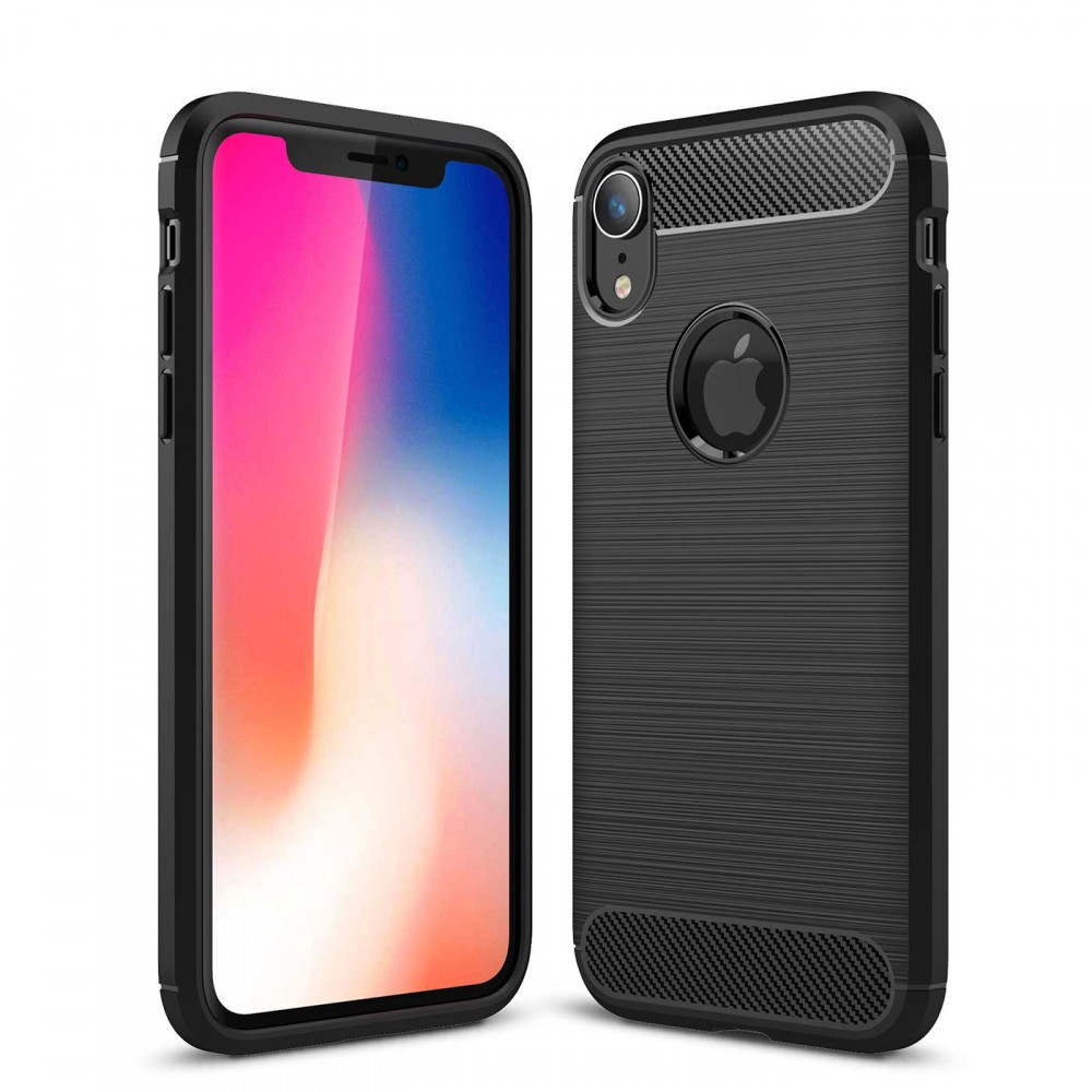 Θήκη Σιλικόνης Carbon Look Για iPhone XR –Μαύρο Θήκες iPhone