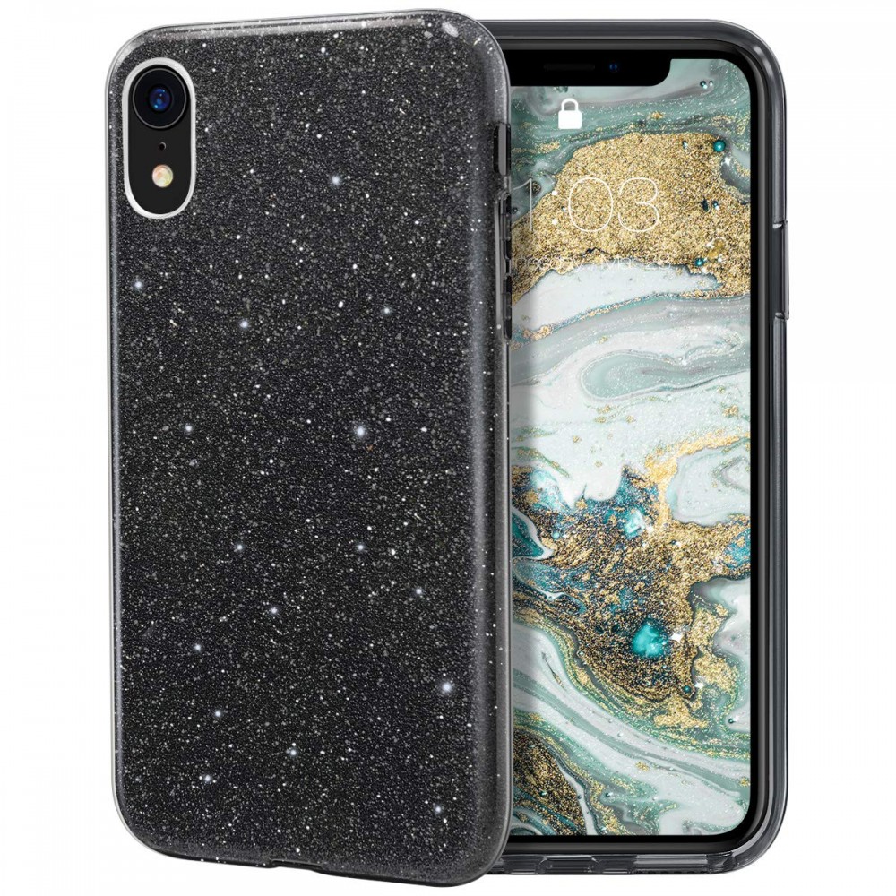 Θήκη iPhone XR Forcell Glitter Shine Cover Hard Case -Μαύρο  Θήκες iPhone