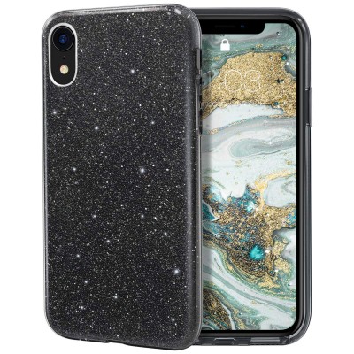 Θήκη iPhone XR Forcell Glitter Shine Cover Hard Case -Μαύρο 