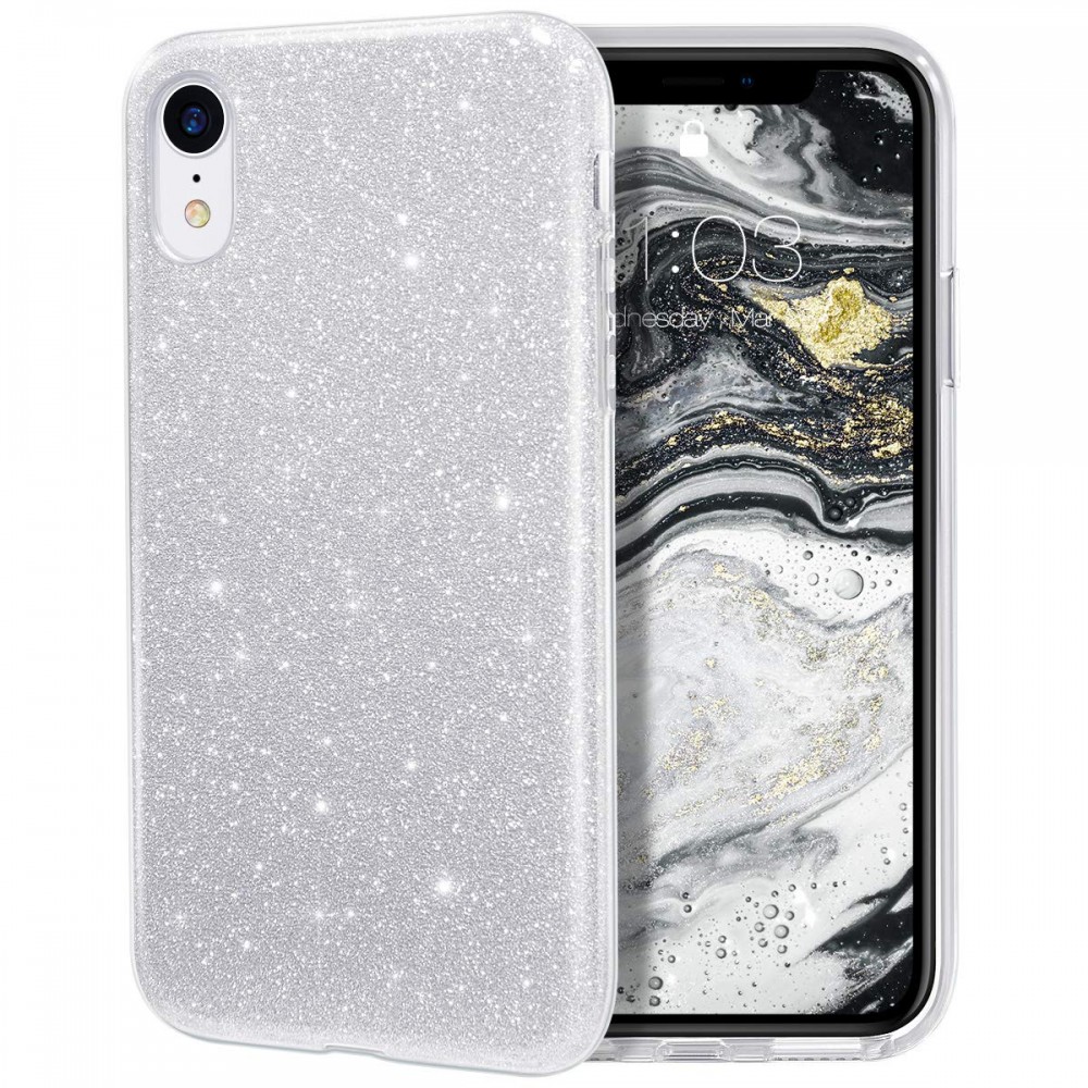 Θήκη iPhone XR Forcell Glitter Shine Cover Hard Case -Ασημί Θήκες iPhone
