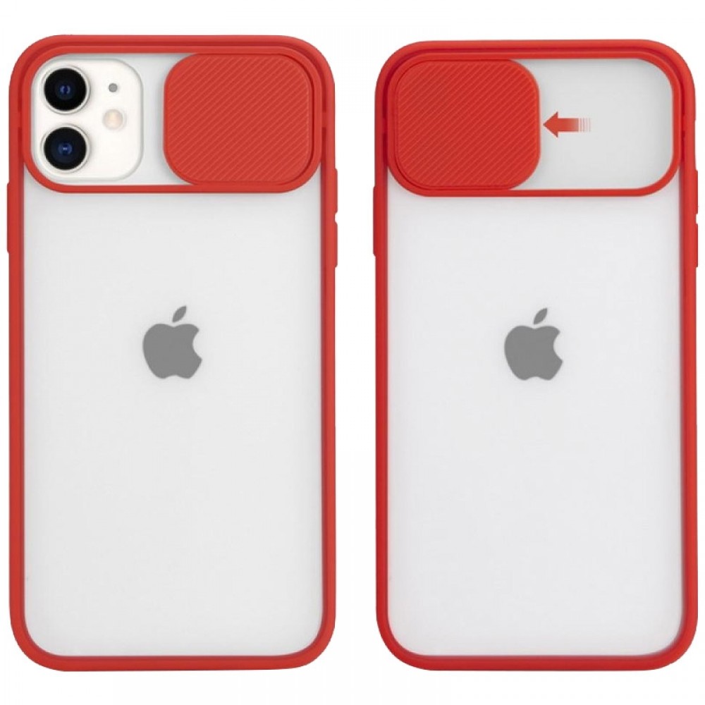 Θήκη iPhone 12 Mini  Clear Case with Slide Camera Cover Protection- Red