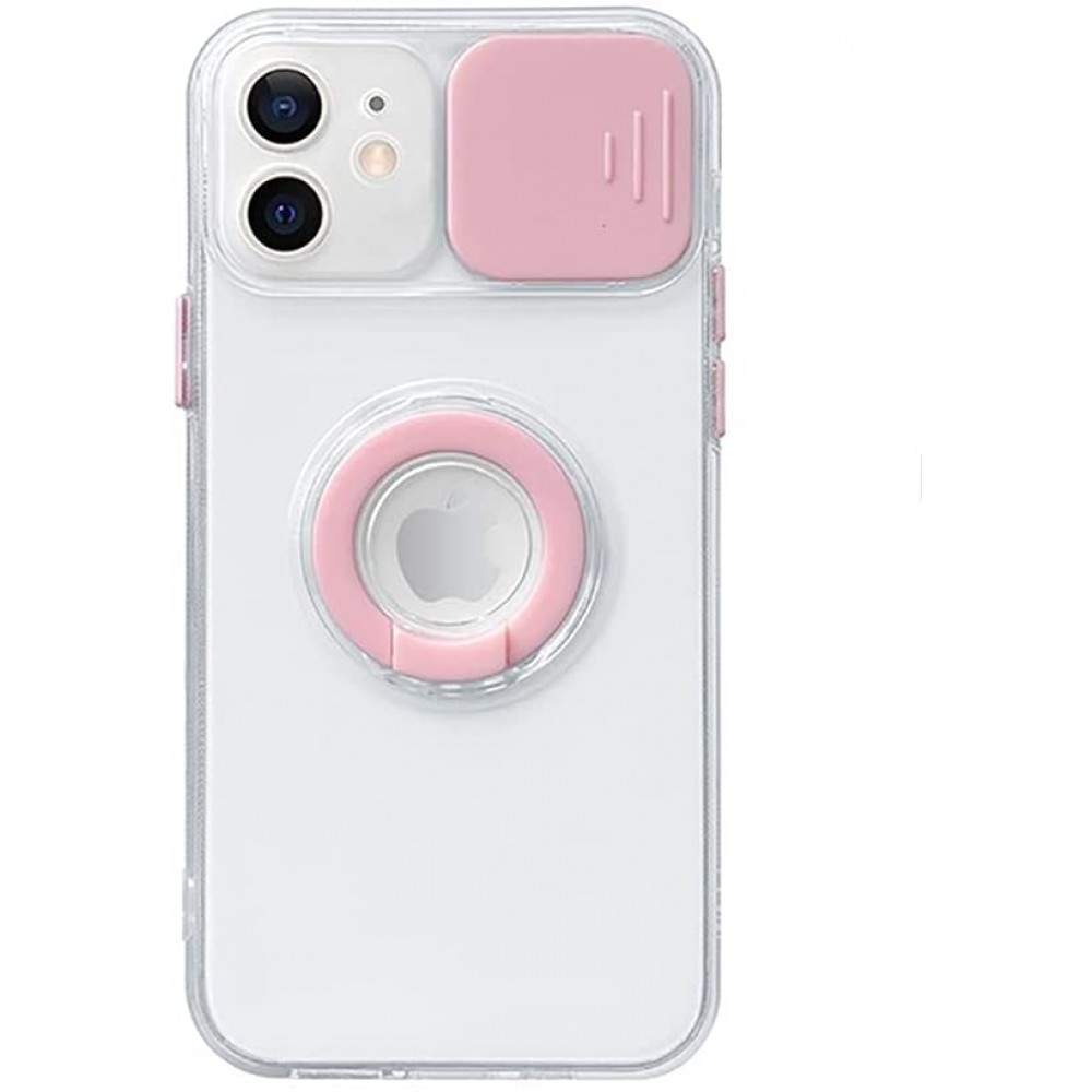 Θήκη iPhone 11 Clear Case Ring with Slide Camera Cover Protection- Pink Θήκες iPhone