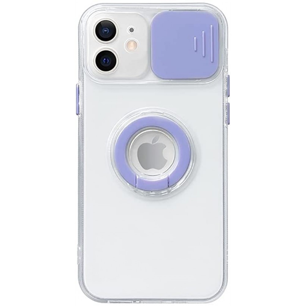 Θήκη iPhone 12 Pro Max  Clear Case Ring with Slide Camera Cover Protection- Purple Θήκες iPhone