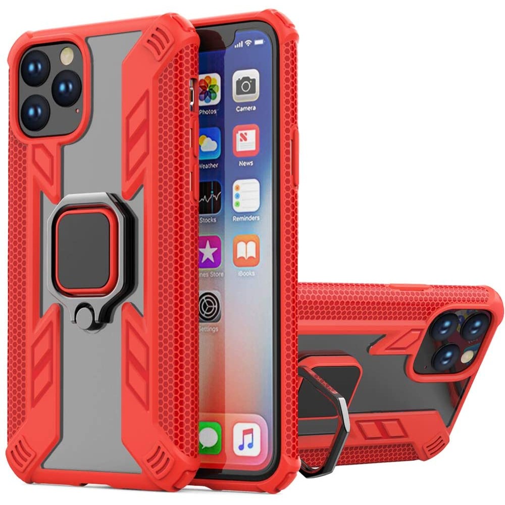 Θήκη iPhone 11 Rugged Armor with Metal Rotating Ring Stand -Red Θήκες iPhone