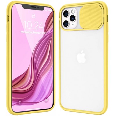 Θήκη iPhone 12 / 12 Pro Clear Case with Slide Camera Cover Protection- Yellow