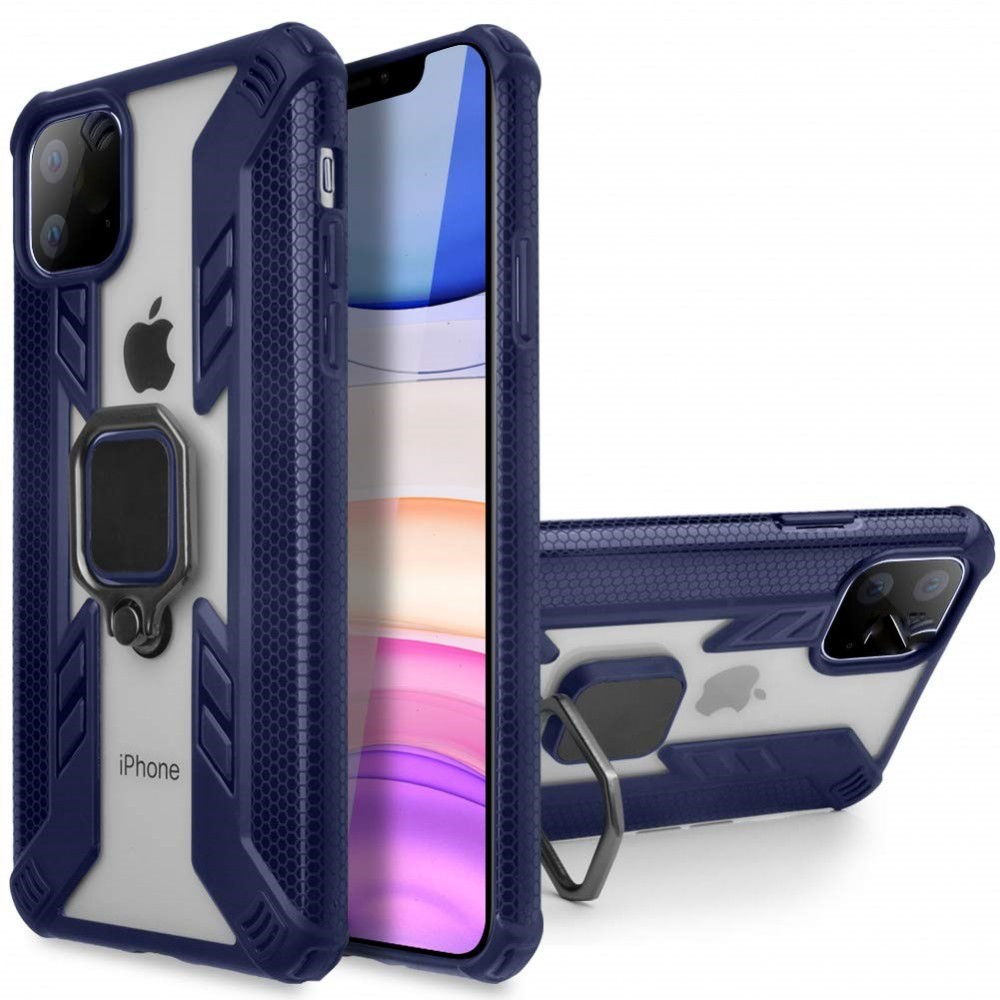 Θήκη iPhone 11 Rugged Armor with Metal Rotating Ring Stand -Μπλε Θήκες iPhone