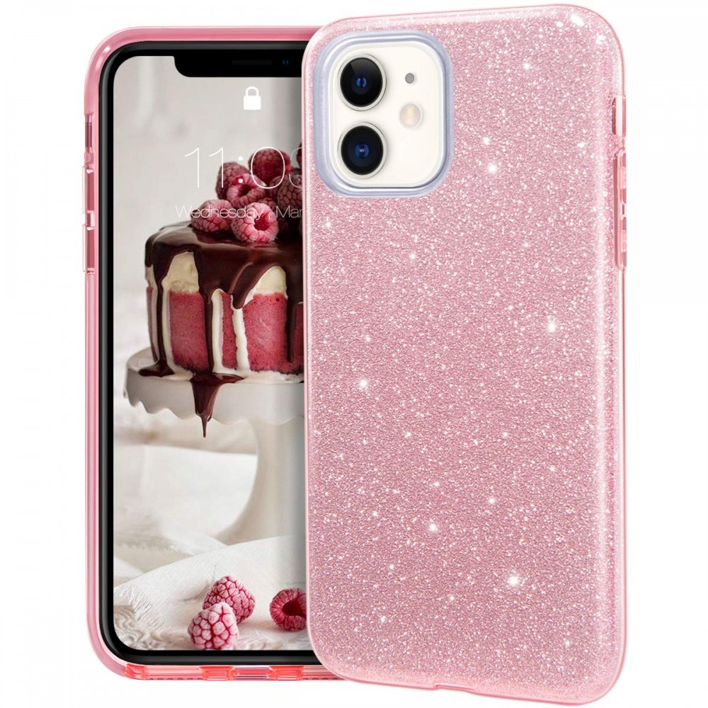 Θήκη iPhone 12 / 12 Pro Forcell Glitter Shine Cover Hard Case -Ροζ Θήκες iPhone