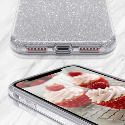 Θήκη Xiaomi Mi Note 10 / Note 10 Pro Glitter Shine Cover Hard -Ασημί