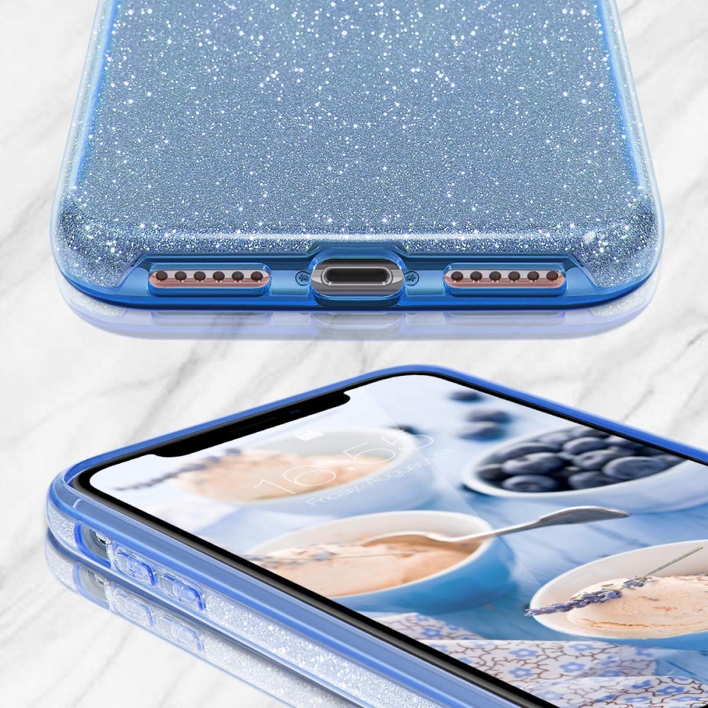 Θήκη iPhone 12 / 12 Pro Forcell Glitter Shine Cover Hard Case -Γαλάζιο Θήκες iPhone