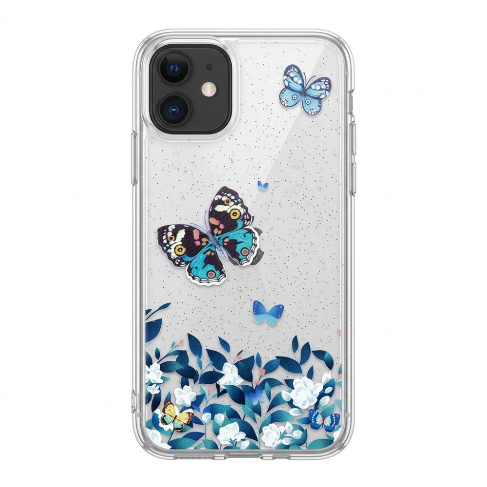 Θήκη iPhone 11 Ultra Slim Silicone Clear Butterfly -Blue Θήκες iPhone