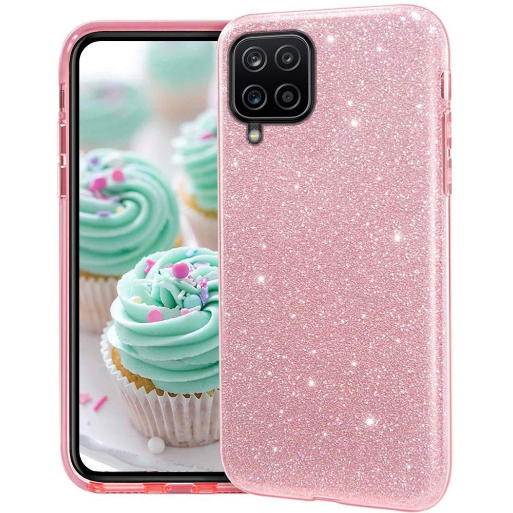Θήκη Samsung Galaxy A12 / M12 / F12 Glitter Shine Cover Hard -Ροζ Θήκες Smartphone