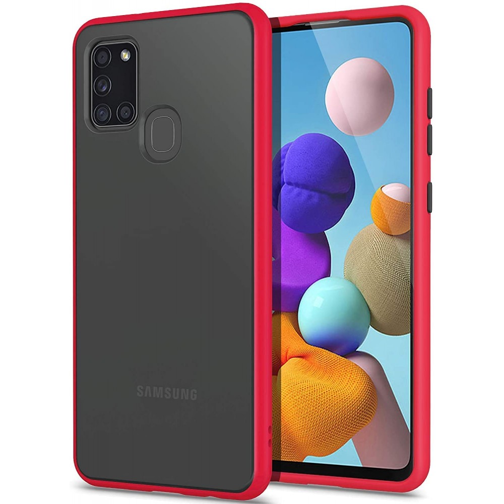 Θήκη Samsung Galaxy A21S Translucent Matte Case Shockproof Protective -Red Θήκες Smartphone