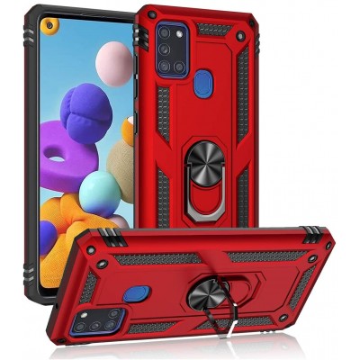Θήκη Samsung Galaxy A21s Rugged Armor Cover -Σκούρο Κόκκινο