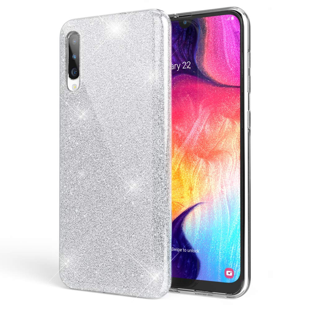 Θήκη Samsung Galaxy A50 / A30s / A50s Glitter Shine Cover Hard -Ασημί Θήκες Smartphone
