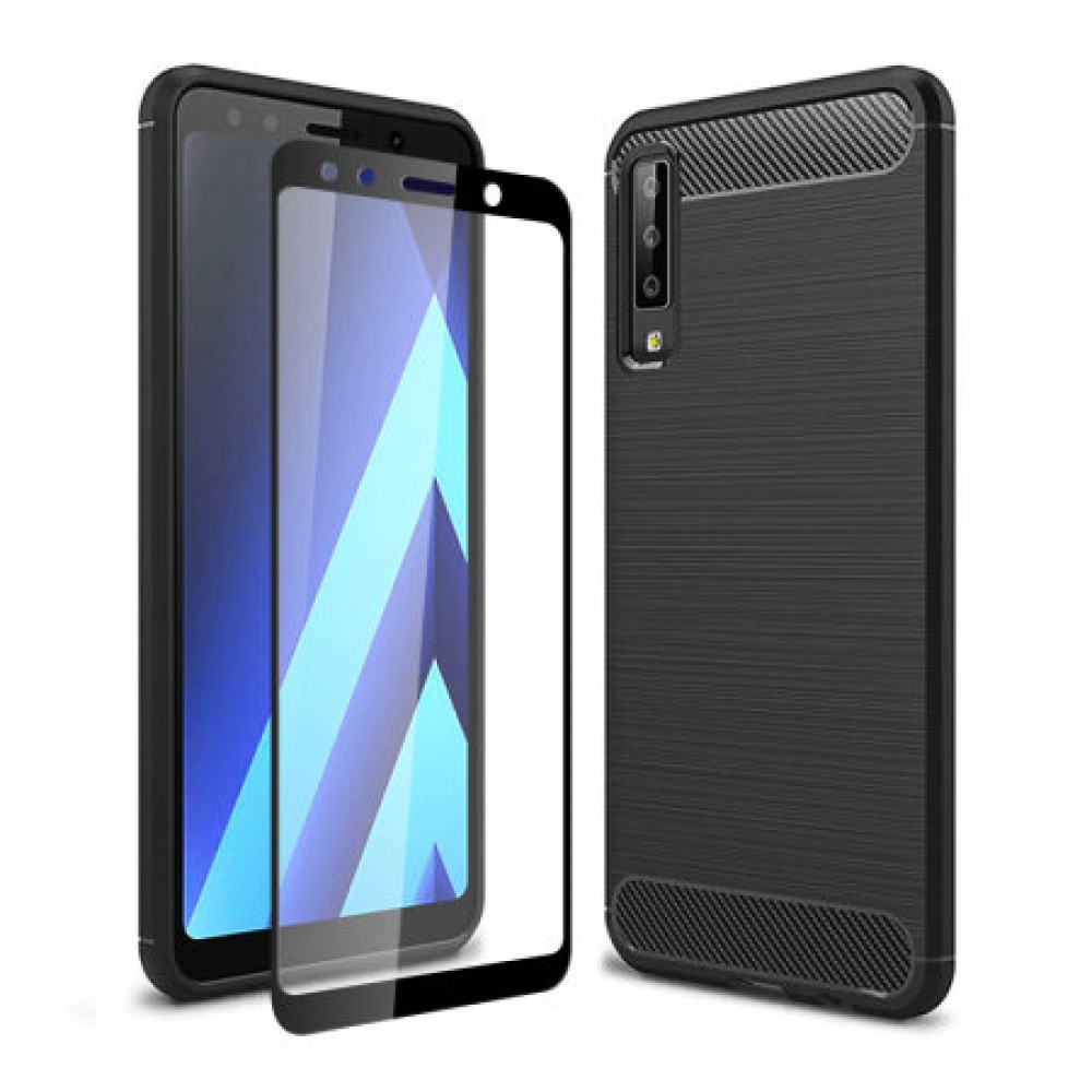 Θήκη Samsung Galaxy A7 2018 TPU Carbon Rugged Armor -Μαύρο  Θήκες Smartphone