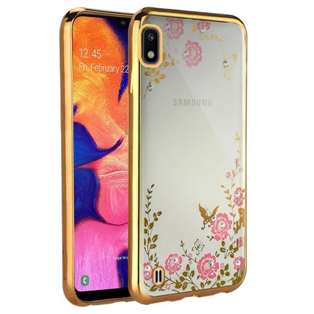Θήκη Samsung Galaxy A10 Σιλικόνης Strass Tpu Gold Θήκες Smartphone