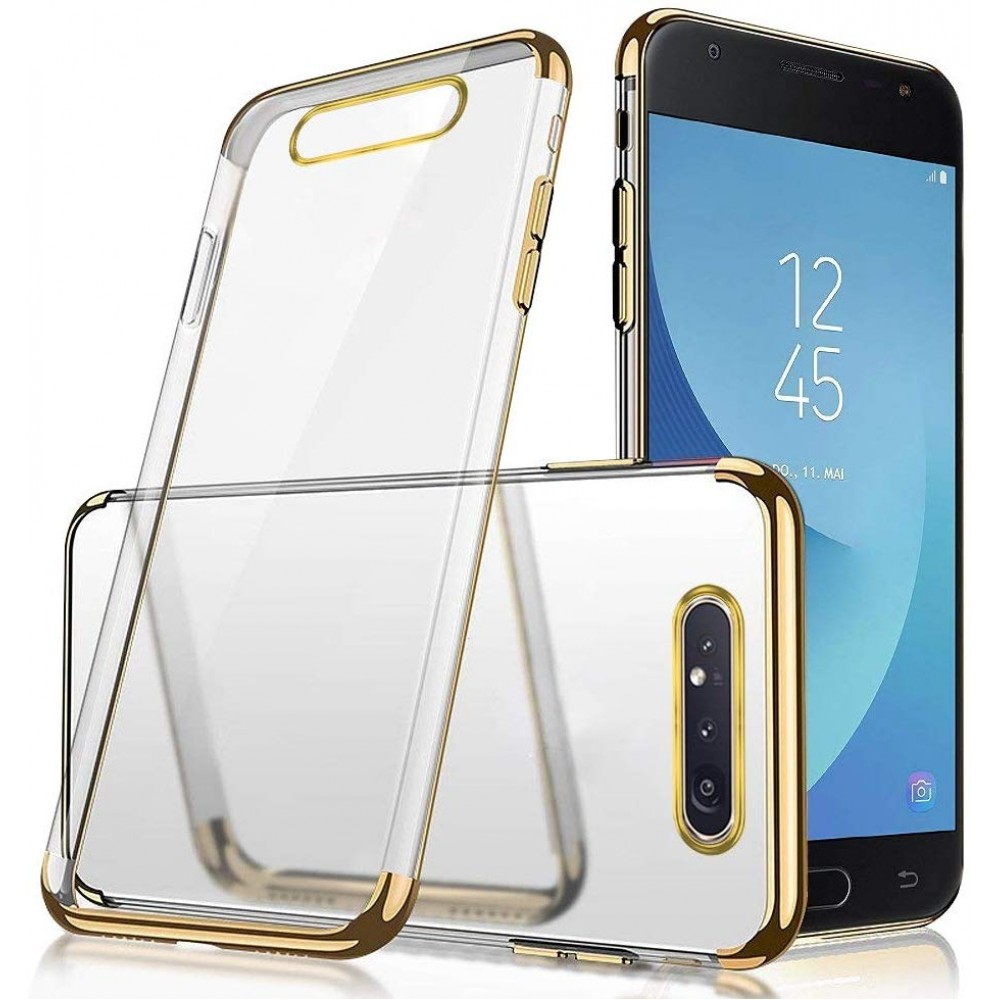 Θήκη Samsung Galaxy A80 / A90 Σιλικόνης Διάφανη New Electro Tpu-Gold Θήκες Smartphone