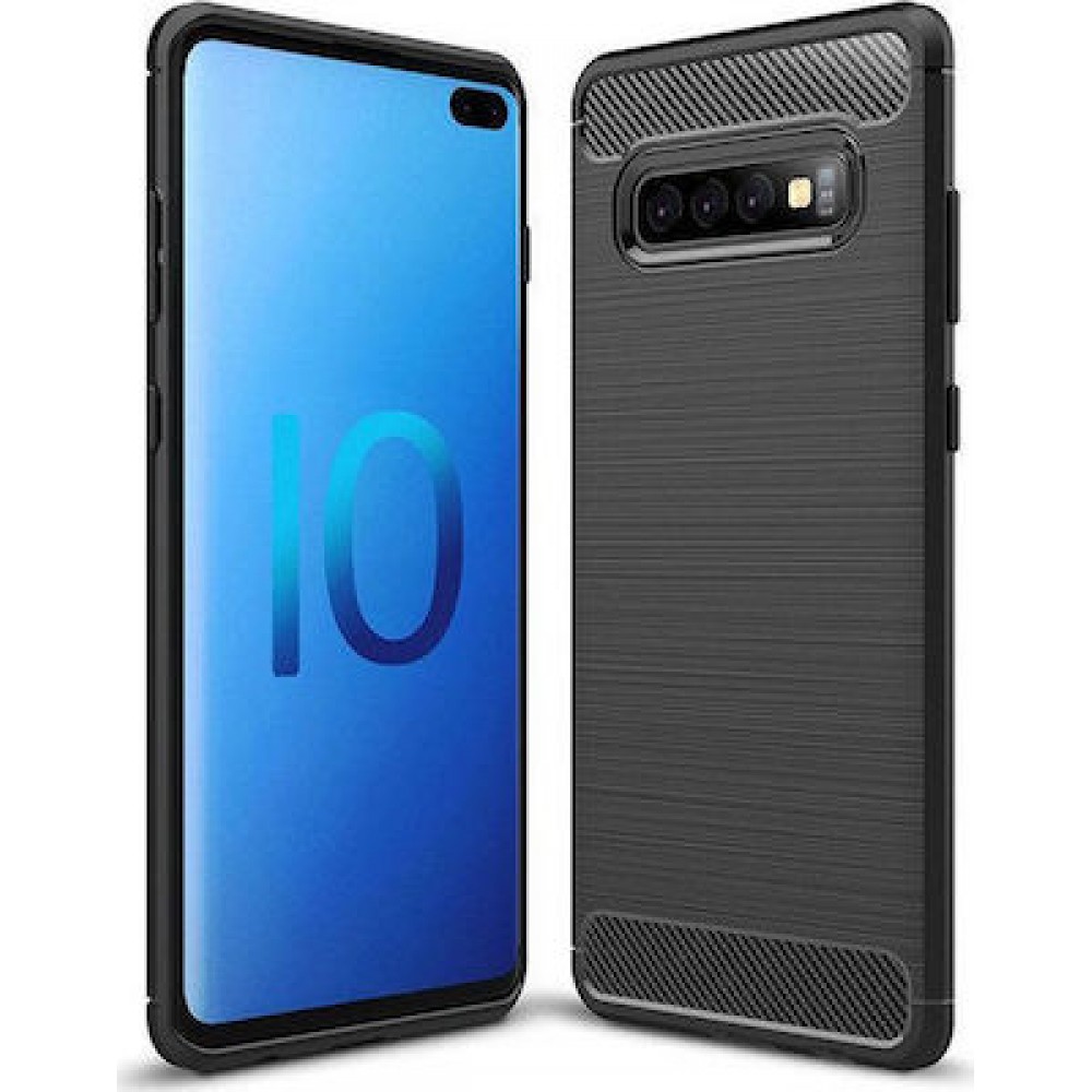 Θήκη Σιλικόνης Carbon Look Για Samsung Galaxy S10 Plus –Μαύρο Θήκες Smartphone