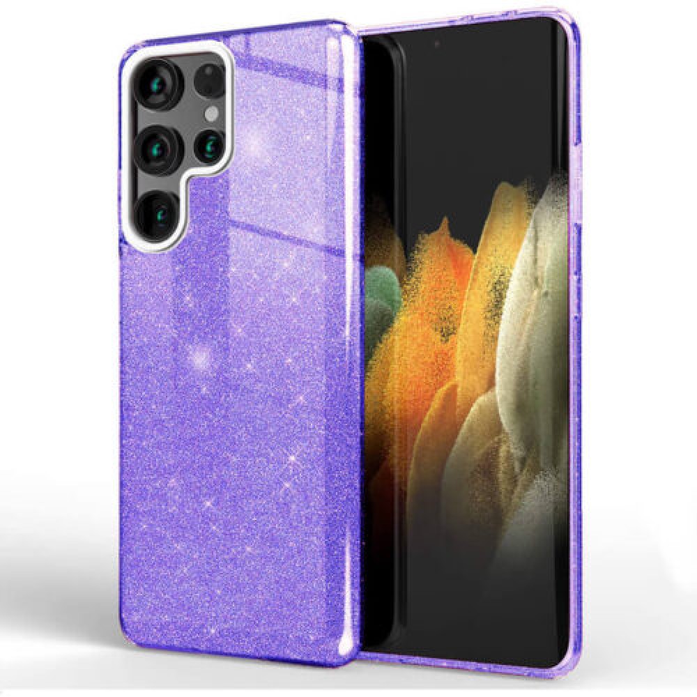 Θήκη Samsung Galaxy S22 Ultra Glitter Shine Cover Hard -Μωβ Θήκες Galaxy S22 Ultra