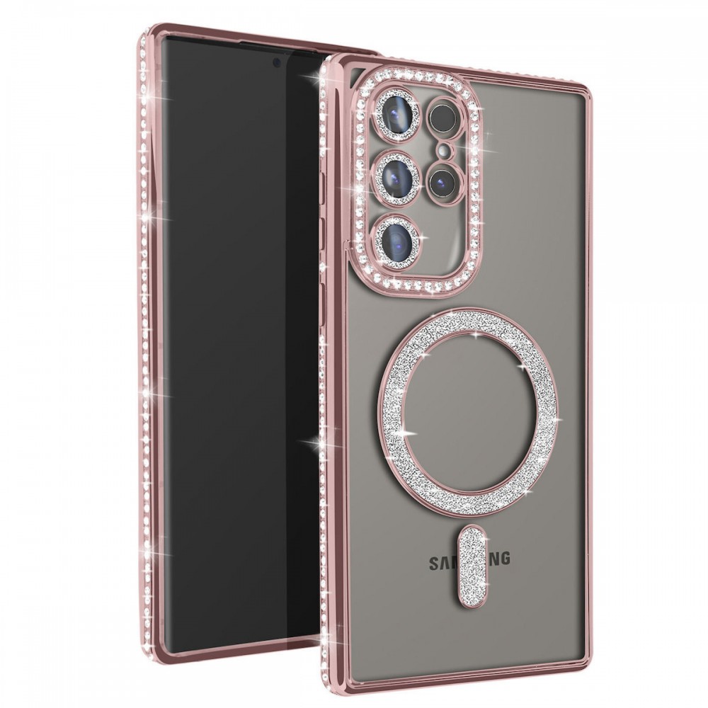 Θήκη Samsung Galaxy S25 Ultra Back Cover Electro Magsafe Bling -Ροζ Χρυσό Θήκες Smartphone