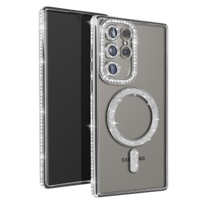 Θήκη Samsung Galaxy S24 Ultra 5G Back Cover Electro Magsafe Bling -Ασημί