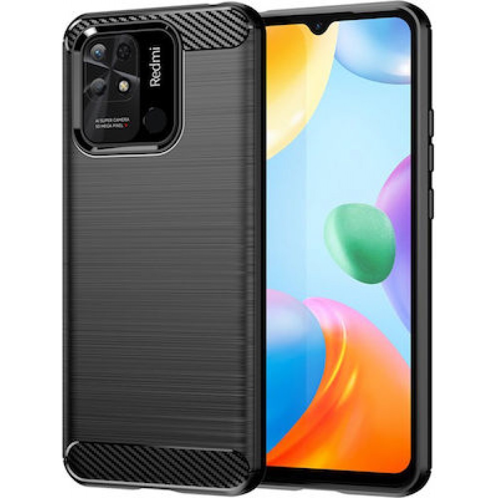 Θήκη Σιλικόνης Carbon Look Για Xiaomi Redmi 10C / Poco C40 –Μαύρο Θήκες Xiaomi Redmi 10C