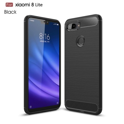 Θήκη Xiaomi Mi 8 Lite Carbon Fiber Brushed Soft Tpu -Black  