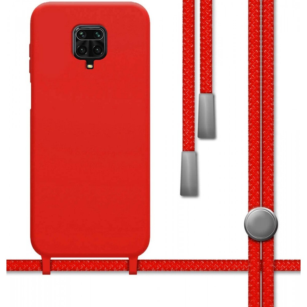 Θήκη Xiaomi Redmi Note 9 Pro / Note 9s / Note 9 Pro Max Back Cover Hard Case με Λουράκι Κορδόνι Λαιμού -Κόκκινο Θήκες Smartphone