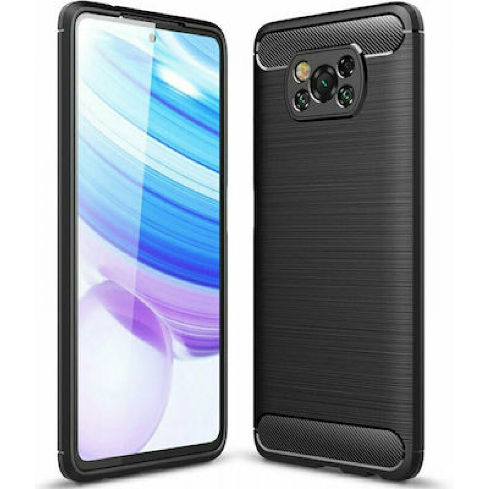 Θήκη Σιλικόνης Carbon Look Για Xiaomi Poco X3 / Poco X3 NFC / Poco X3 Pro –Μαύρο Θήκες Xiaomi Poco X3 / Poco X3 NFC / Poco X3 Pro