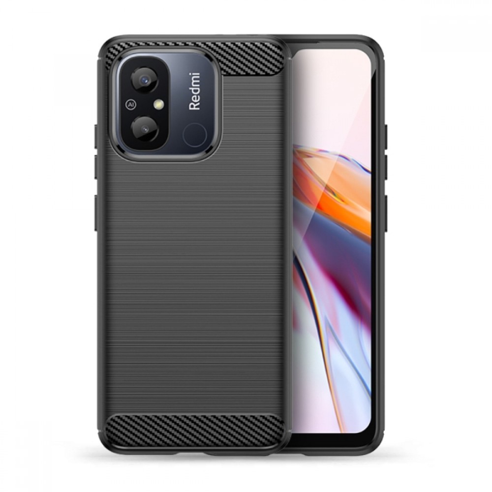 Θήκη Σιλικόνης Carbon Look Για Xiaomi Redmi 12C / Redmi 11A –Μαύρο Θήκες Xiaomi Redmi 12C / Redmi 11A