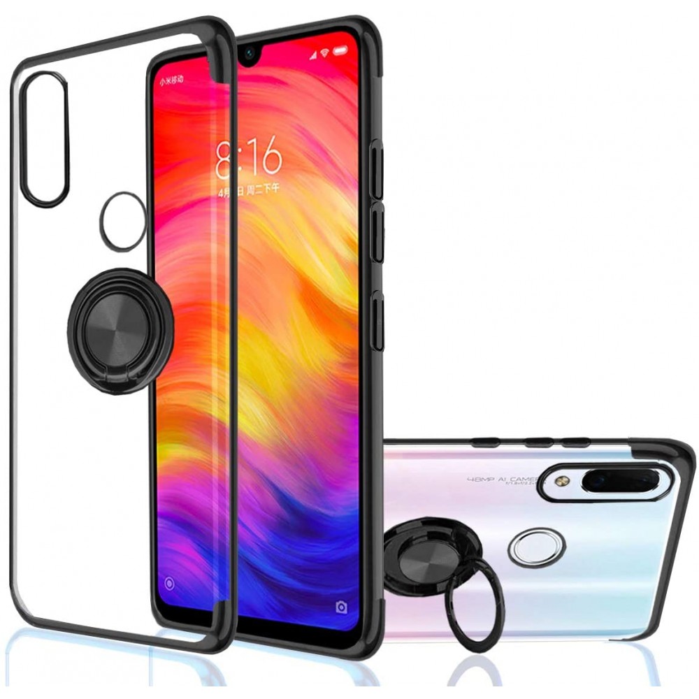 Θήκη Xiaomi Redmi 7A Magnetic Ring Kickstand TPU  - Clear / Black Θήκες Smartphone
