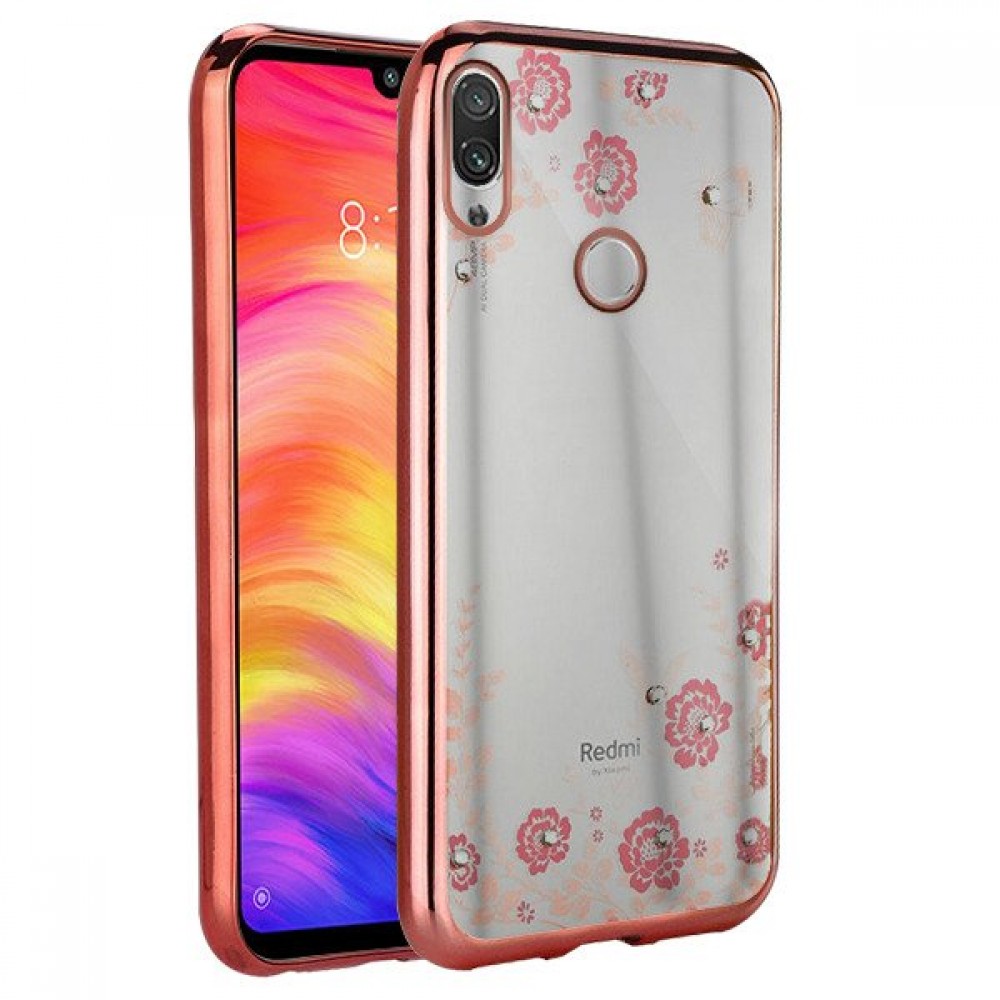 Θήκη Xiaomi Redmi Note 7 / Note 7 Pro Σιλικόνης Strass TPU Diamond Garden -Rose Gold Θήκες Smartphone