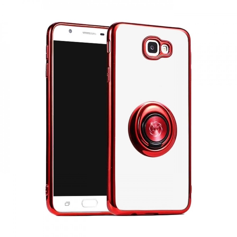 Θήκη Xiaomi Redmi 7 Magnetic Ring Kickstand TPU  - Clear / Red Θήκες Smartphone