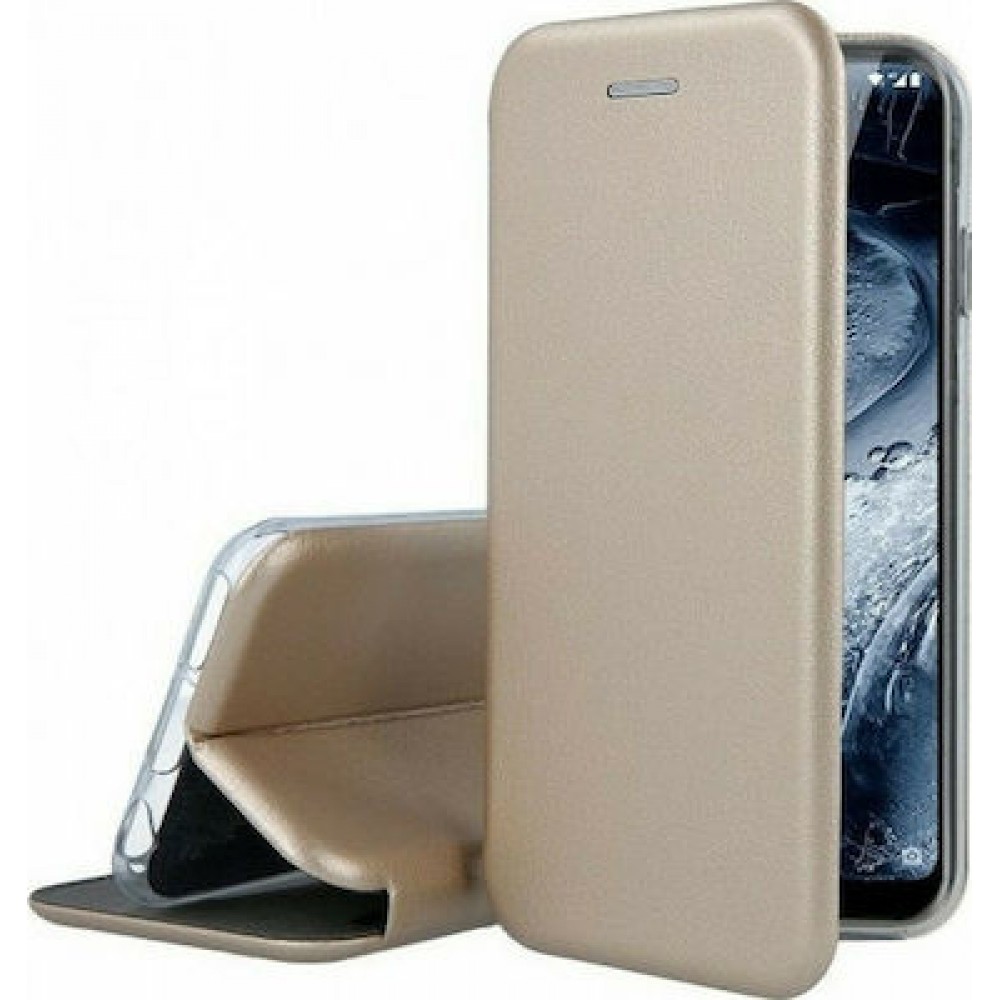 Θήκη Xiaomi Redmi 10C / Poco C40 Soft TPU&PU Leather Flip Βιβλίο Smart Magnet Elegance -Χρυσή Θήκες Xiaomi Redmi 10C / Poco C40