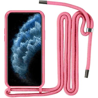 Θήκη Xiaomi Redmi 9C / Redmi 10A Back Cover Hard Case με Λουράκι Κορδόνι Λαιμού -Ροζ